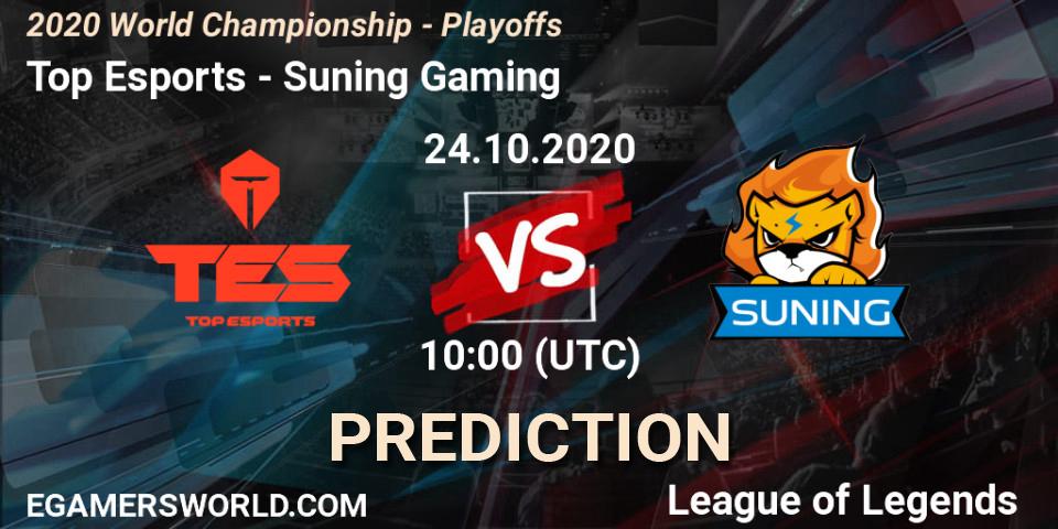 Top Esports vs Suning Gaming: Match Prediction. 25.10.2020 at 09:26, LoL, 2020 World Championship - Playoffs