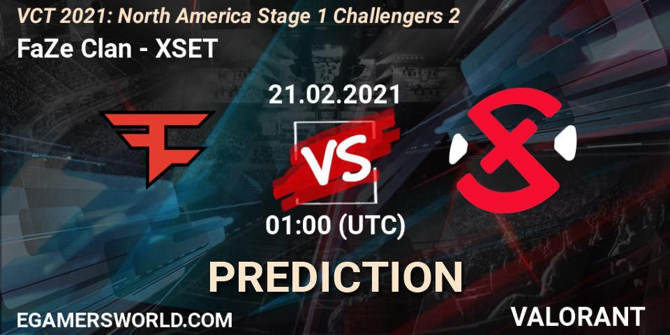 FaZe Clan vs XSET: Match Prediction. 20.02.2021 at 23:45, VALORANT, VCT 2021: North America Stage 1 Challengers 2