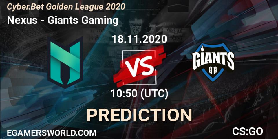 Nexus vs Giants Gaming: Match Prediction. 18.11.2020 at 10:50, Counter-Strike (CS2), Cyber.Bet Golden League 2020