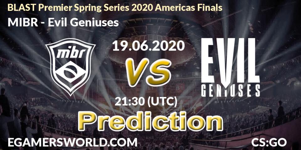MIBR vs Evil Geniuses: Match Prediction. 19.06.2020 at 21:30, Counter-Strike (CS2), BLAST Premier Spring Series 2020 Americas Finals