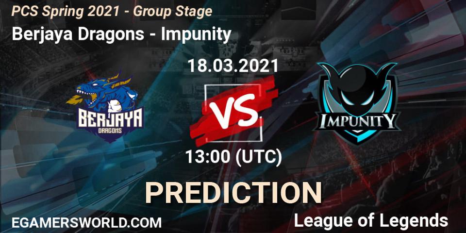 Berjaya Dragons vs Impunity: Match Prediction. 18.03.2021 at 13:00, LoL, PCS Spring 2021 - Group Stage