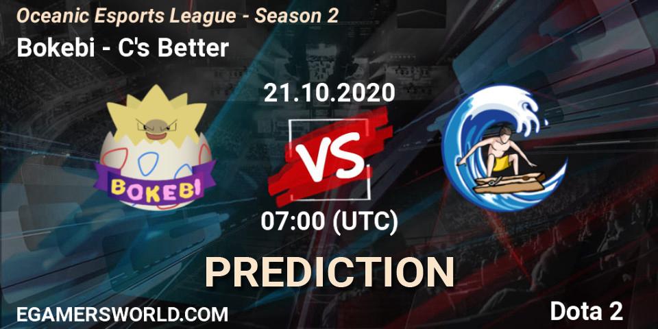 Bokebi vs C's Better: Match Prediction. 21.10.2020 at 07:06, Dota 2, Oceanic Esports League - Season 2