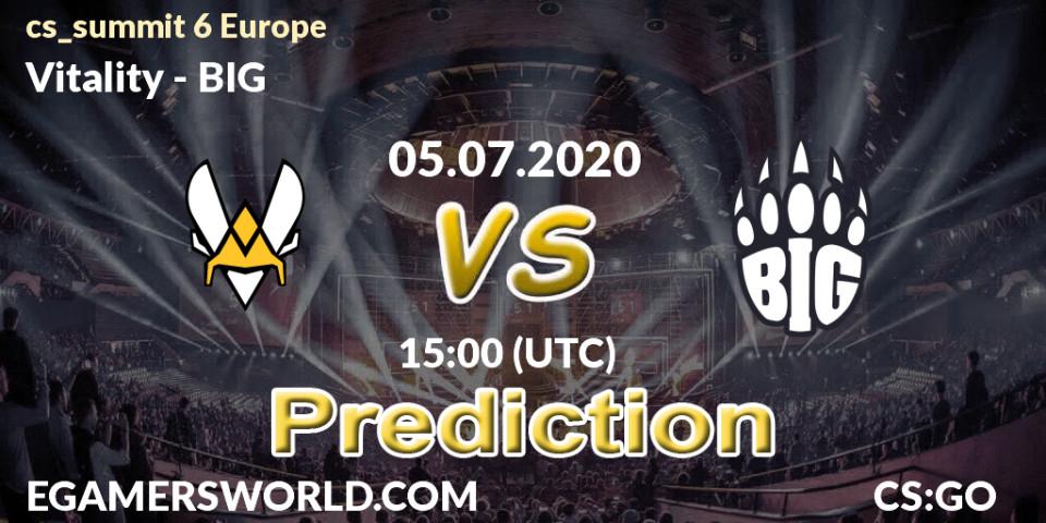 Vitality vs BIG: Match Prediction. 05.07.2020 at 15:00, Counter-Strike (CS2), cs_summit 6 Europe