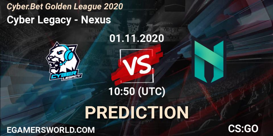 Cyber Legacy vs Nexus: Match Prediction. 01.11.2020 at 10:50, Counter-Strike (CS2), Cyber.Bet Golden League 2020