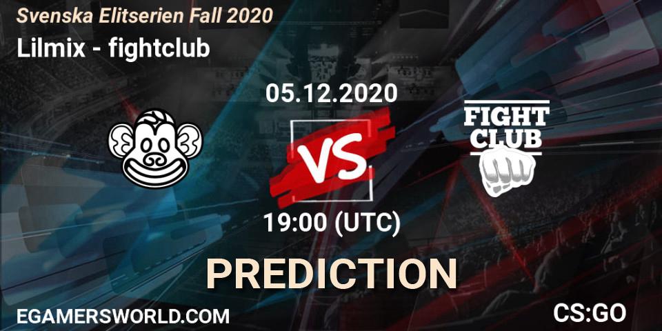 Lilmix vs fightclub: Match Prediction. 05.12.2020 at 18:30, Counter-Strike (CS2), Svenska Elitserien Fall 2020