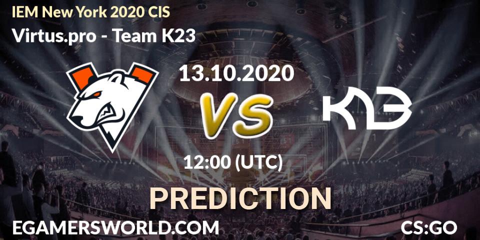 Virtus.pro vs Team K23: Match Prediction. 13.10.2020 at 12:15, Counter-Strike (CS2), IEM New York 2020 CIS