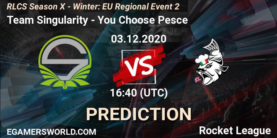 Team Singularity vs You Choose Pesce: Match Prediction. 03.12.2020 at 16:40, Rocket League, RLCS Season X - Winter: EU Regional Event 2