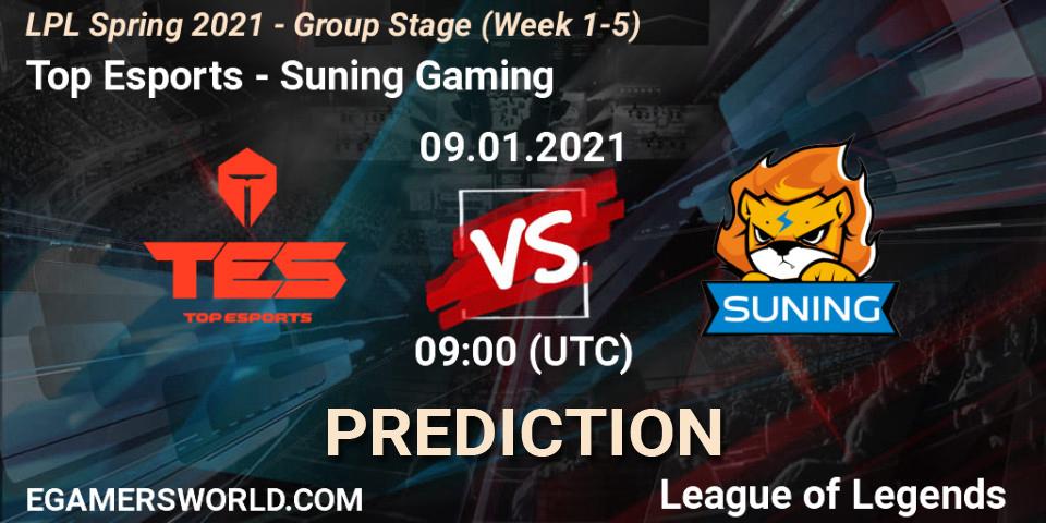 Top Esports vs Suning Gaming: Match Prediction. 09.01.21, LoL, LPL Spring 2021 - Group Stage (Week 1-5)