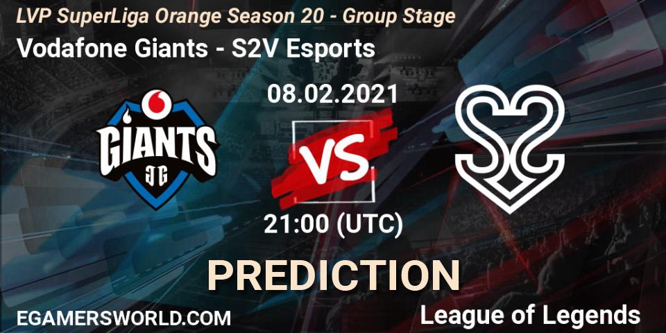 Vodafone Giants vs S2V Esports: Match Prediction. 08.02.2021 at 21:10, LoL, LVP SuperLiga Orange Season 20 - Group Stage