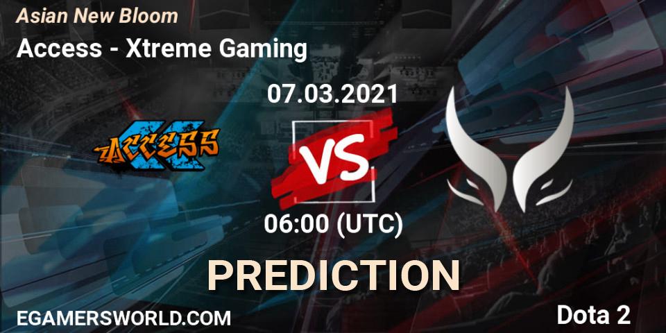Access vs Xtreme Gaming: Match Prediction. 07.03.2021 at 06:29, Dota 2, Asian New Bloom