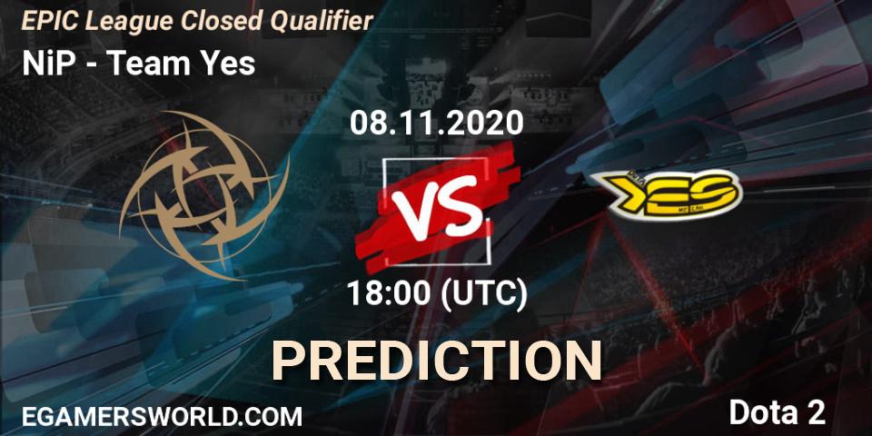 NiP vs Team Yes: Match Prediction. 08.11.20, Dota 2, EPIC League Closed Qualifier