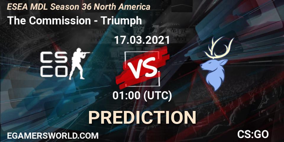The Commission vs Triumph: Match Prediction. 17.03.2021 at 01:00, Counter-Strike (CS2), MDL ESEA Season 36: North America - Premier Division