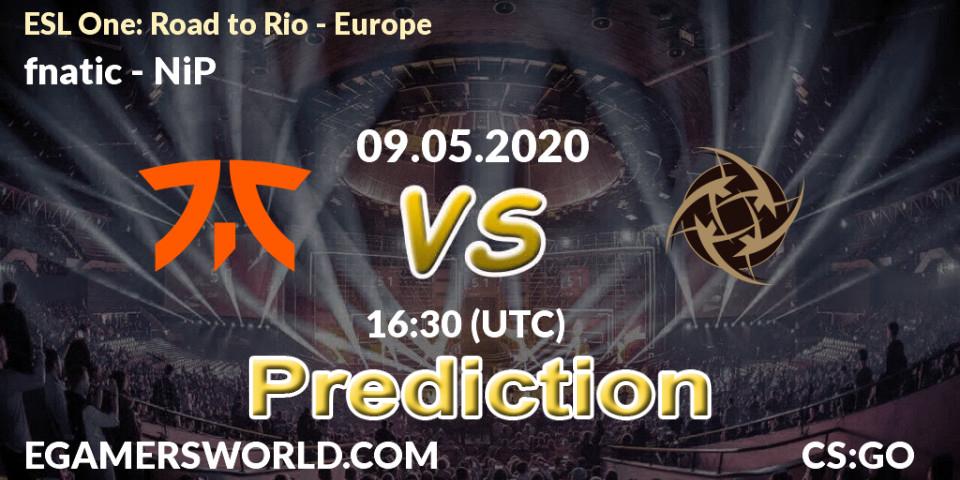 fnatic vs NiP: Match Prediction. 09.05.2020 at 17:30, Counter-Strike (CS2), ESL One: Road to Rio - Europe