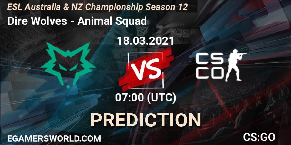 Dire Wolves vs Animal Squad: Match Prediction. 18.03.2021 at 07:00, Counter-Strike (CS2), ESL Australia & NZ Championship Season 12