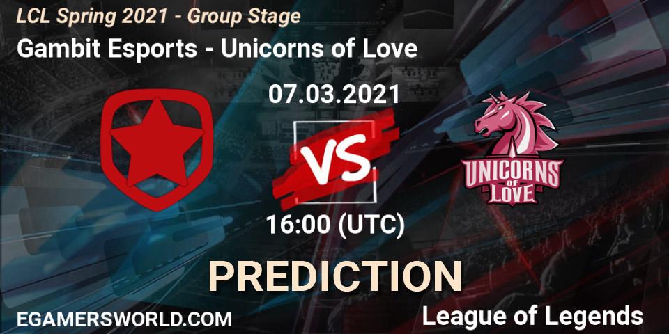 Gambit Esports vs Unicorns of Love: Match Prediction. 07.03.21, LoL, LCL Spring 2021 - Group Stage