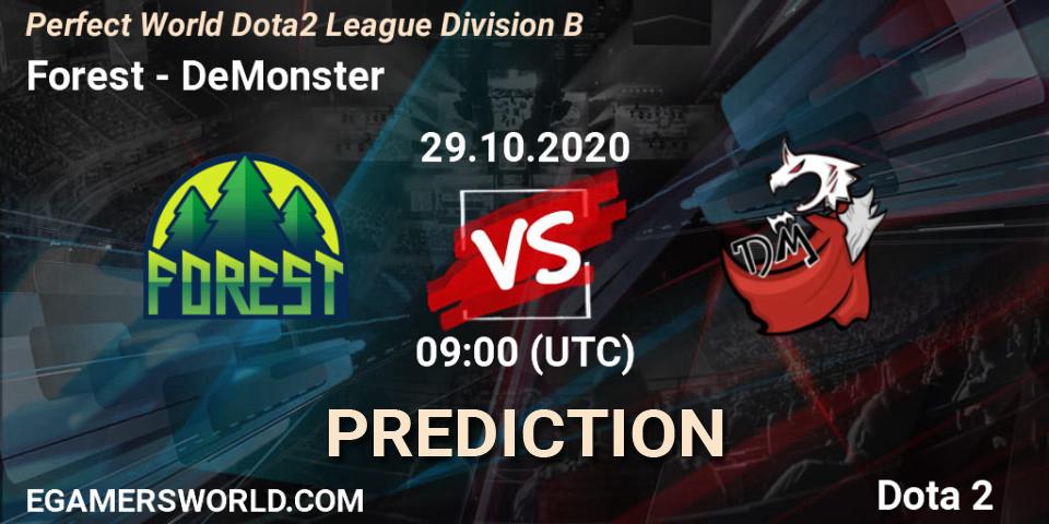 Forest vs DeMonster: Match Prediction. 29.10.2020 at 09:01, Dota 2, Perfect World Dota2 League Division B