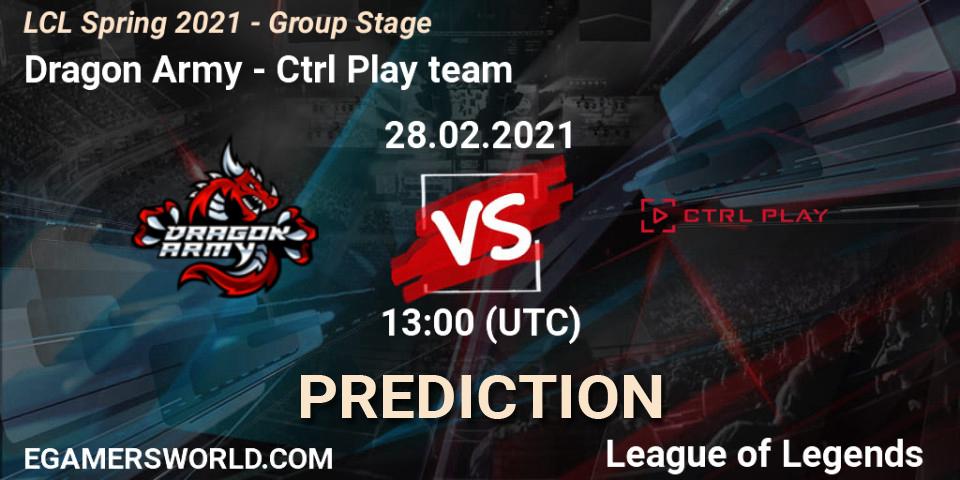 Dragon Army vs Ctrl Play team: Match Prediction. 28.02.2021 at 13:00, LoL, LCL Spring 2021 - Group Stage