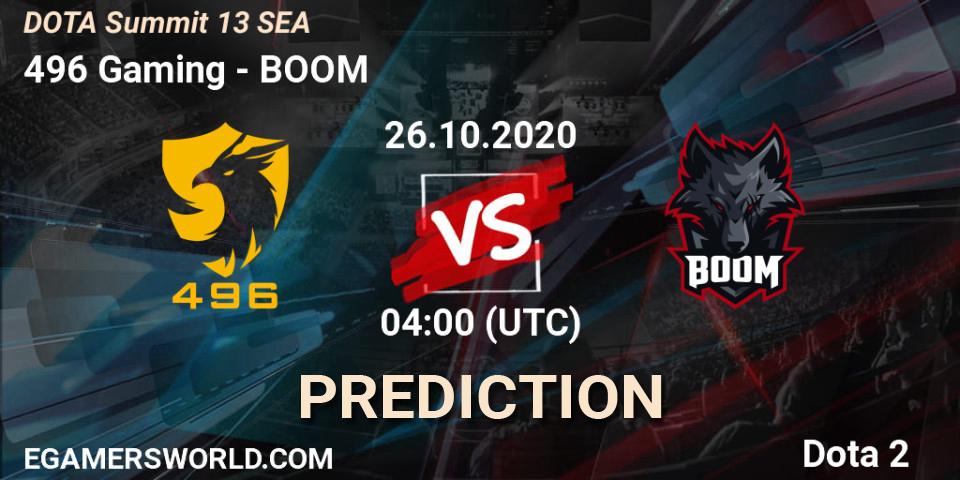496 Gaming vs BOOM: Match Prediction. 26.10.20, Dota 2, DOTA Summit 13: SEA