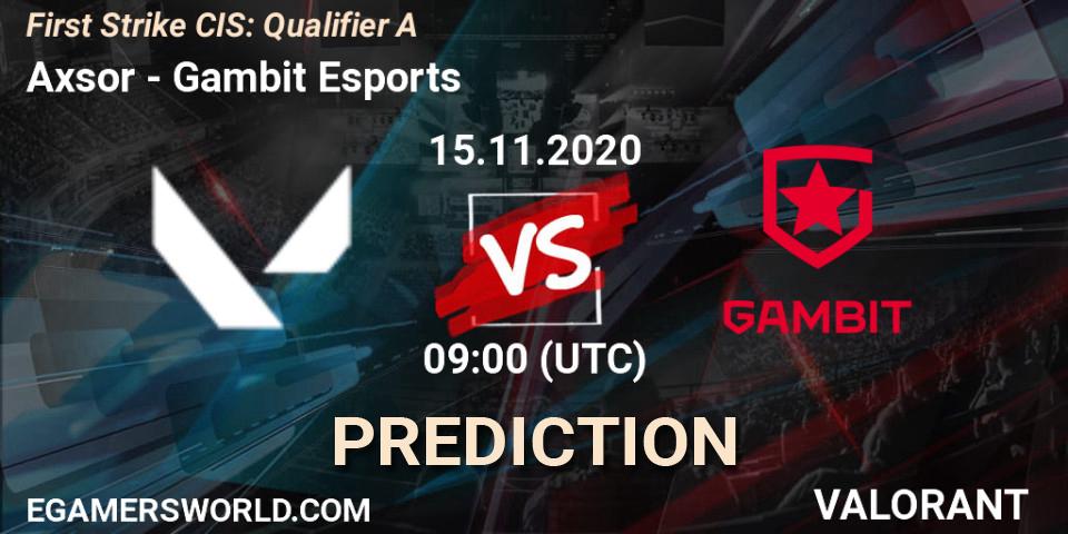 Axsor vs Gambit Esports: Match Prediction. 15.11.20, VALORANT, First Strike CIS: Qualifier A