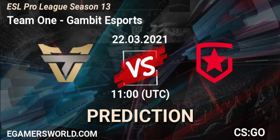 Team One vs Gambit Esports: Match Prediction. 22.03.2021 at 11:00, Counter-Strike (CS2), ESL Pro League Season 13