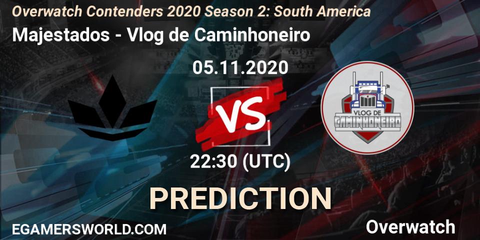 Majestados vs Vlog de Caminhoneiro: Match Prediction. 06.11.2020 at 03:00, Overwatch, Overwatch Contenders 2020 Season 2: South America