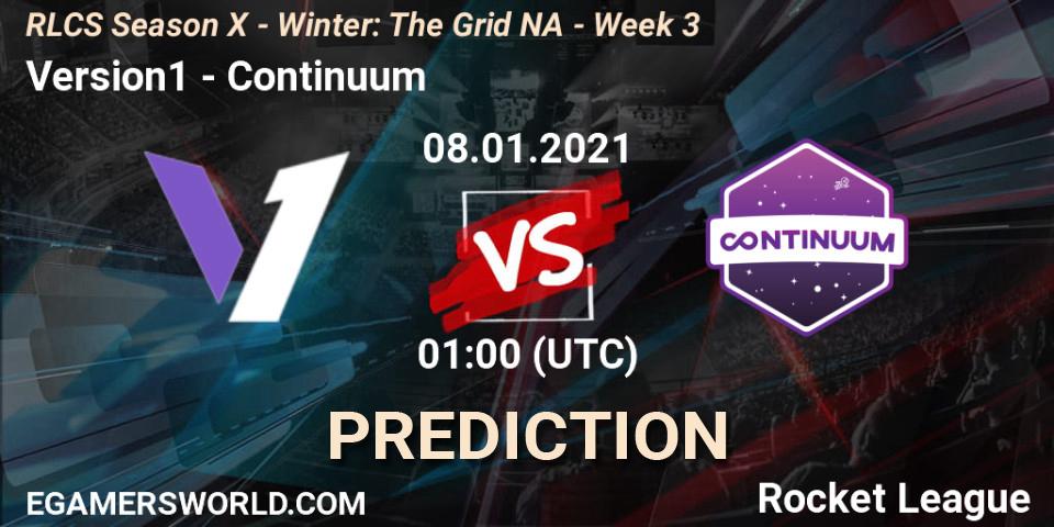 Version1 vs Continuum: Match Prediction. 15.01.2021 at 01:00, Rocket League, RLCS Season X - Winter: The Grid NA - Week 3