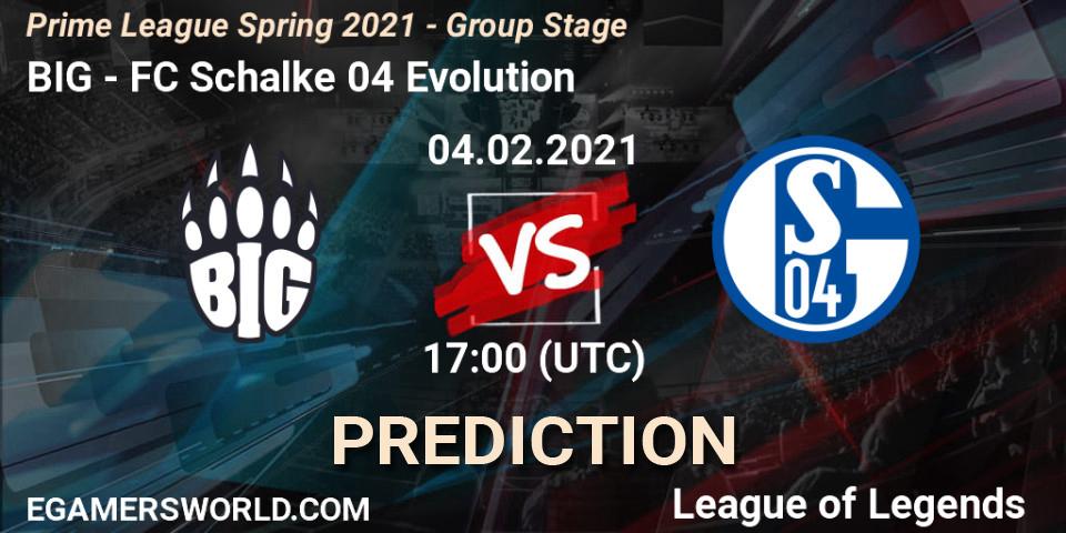 BIG vs FC Schalke 04 Evolution: Match Prediction. 04.02.2021 at 17:00, LoL, Prime League Spring 2021 - Group Stage