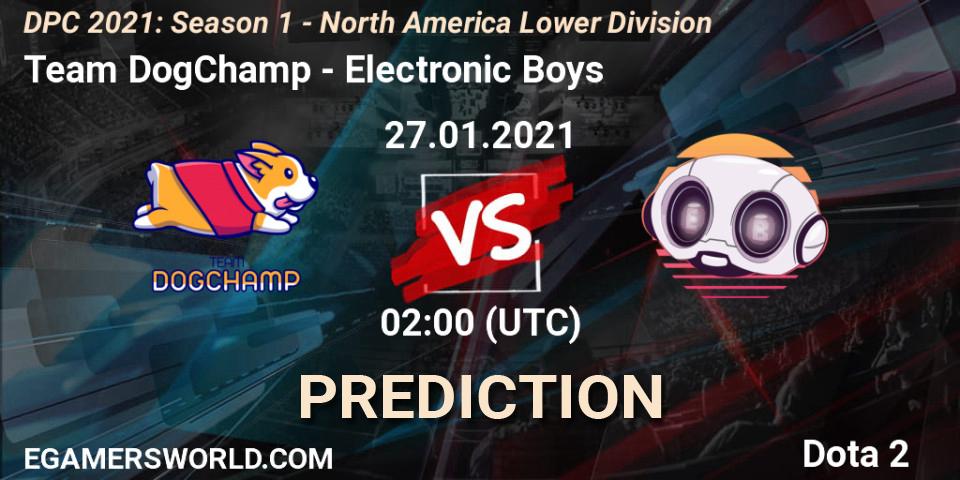 Team DogChamp vs Electronic Boys: Match Prediction. 01.02.2021 at 02:06, Dota 2, DPC 2021: Season 1 - North America Lower Division