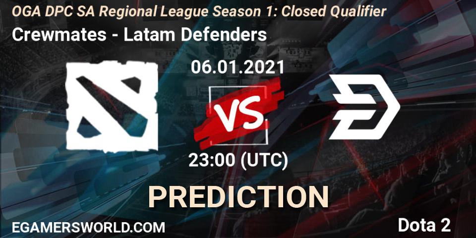 Crewmates vs Latam Defenders: Match Prediction. 06.01.2021 at 23:00, Dota 2, DPC 2021: Season 1 - South America Closed Qualifier