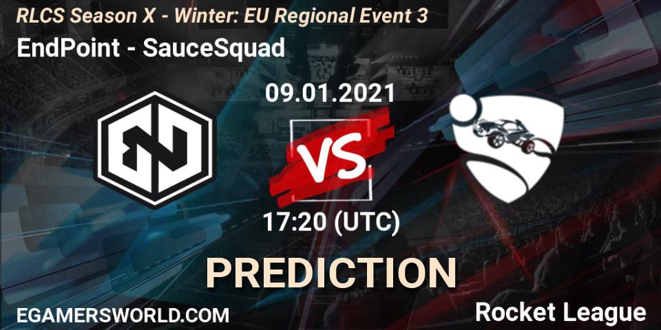 EndPoint vs SauceSquad: Match Prediction. 09.01.2021 at 17:20, Rocket League, RLCS Season X - Winter: EU Regional Event 3