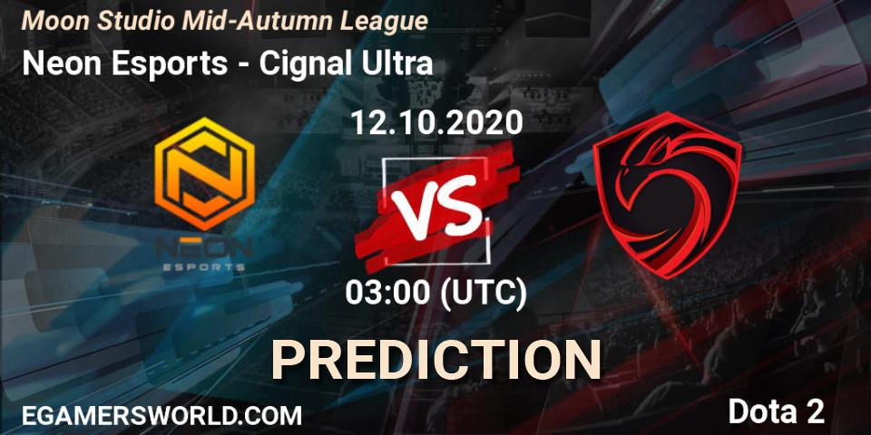 Neon Esports vs Cignal Ultra: Match Prediction. 12.10.2020 at 03:05, Dota 2, Moon Studio Mid-Autumn League