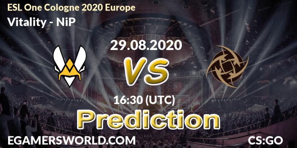Vitality vs NiP: Match Prediction. 29.08.2020 at 17:45, Counter-Strike (CS2), ESL One Cologne 2020 Europe