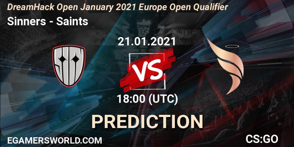 Sinners vs Saints: Match Prediction. 21.01.2021 at 18:10, Counter-Strike (CS2), DreamHack Open January 2021 Europe Open Qualifier