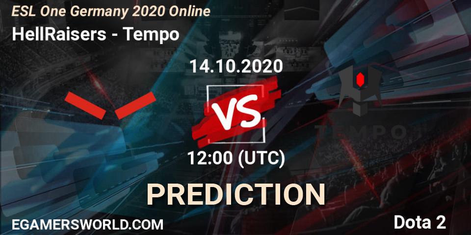 HellRaisers vs Tempo: Match Prediction. 14.10.2020 at 12:00, Dota 2, ESL One Germany 2020 Online