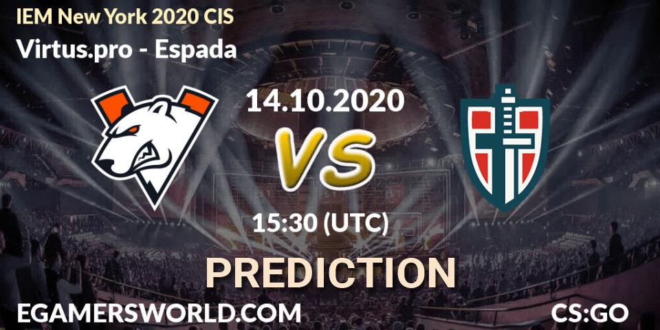 Virtus.pro vs Espada: Match Prediction. 14.10.2020 at 15:30, Counter-Strike (CS2), IEM New York 2020 CIS