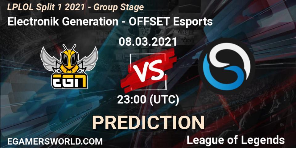 Electronik Generation vs OFFSET Esports: Match Prediction. 08.03.2021 at 23:00, LoL, LPLOL Split 1 2021 - Group Stage