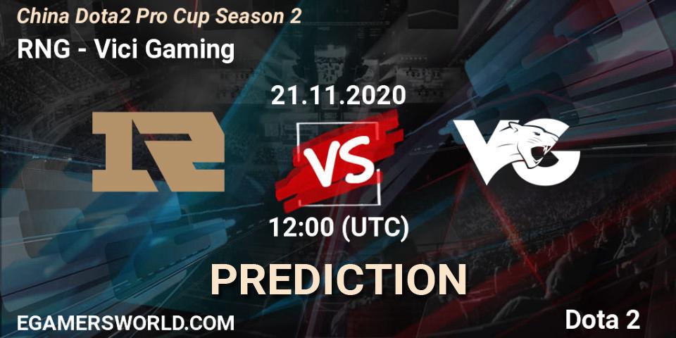 RNG vs Vici Gaming: Match Prediction. 21.11.2020 at 11:45, Dota 2, China Dota2 Pro Cup Season 2