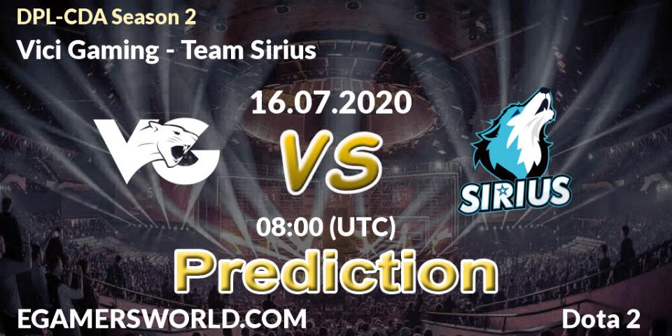 Vici Gaming vs Team Sirius: Match Prediction. 16.07.2020 at 08:00, Dota 2, DPL-CDA Professional League Season 2