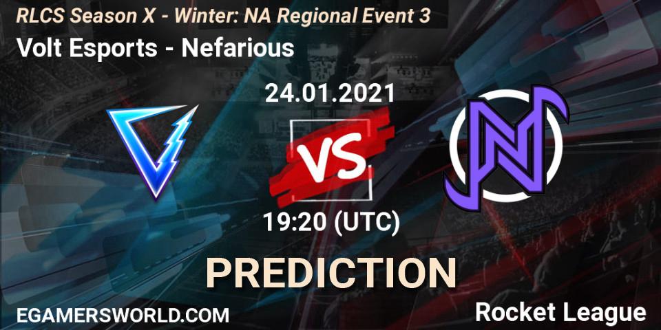 Volt Esports vs Nefarious: Match Prediction. 24.01.2021 at 19:20, Rocket League, RLCS Season X - Winter: NA Regional Event 3