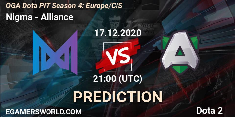 Nigma vs Alliance: Match Prediction. 17.12.2020 at 21:22, Dota 2, OGA Dota PIT Season 4: Europe/CIS