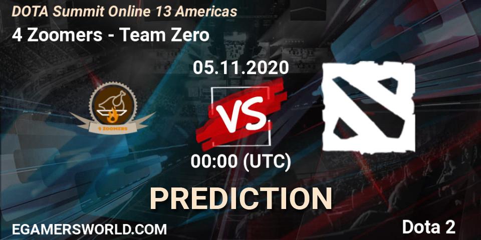 4 Zoomers vs Team Zero: Match Prediction. 05.11.2020 at 01:00, Dota 2, DOTA Summit 13: Americas