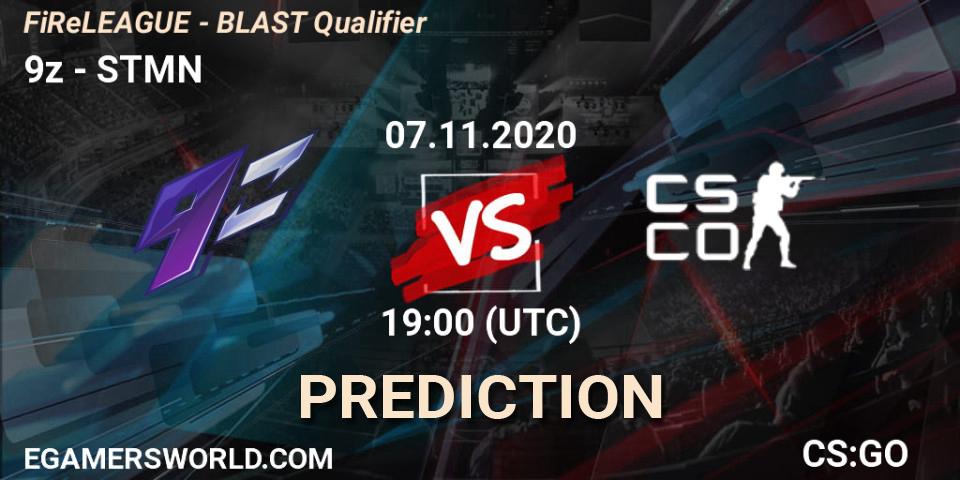 9z vs STMN: Match Prediction. 07.11.2020 at 19:00, Counter-Strike (CS2), FiReLEAGUE - BLAST Qualifier