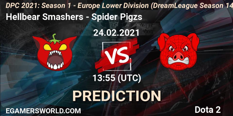 Hellbear Smashers vs Spider Pigzs: Match Prediction. 24.02.2021 at 13:56, Dota 2, DPC 2021: Season 1 - Europe Lower Division (DreamLeague Season 14)
