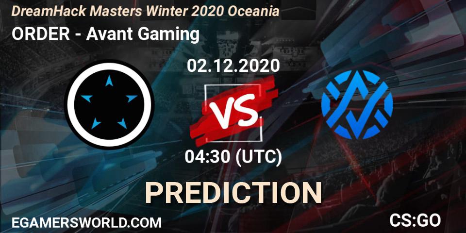 ORDER vs Avant Gaming: Match Prediction. 02.12.20, CS2 (CS:GO), DreamHack Masters Winter 2020 Oceania