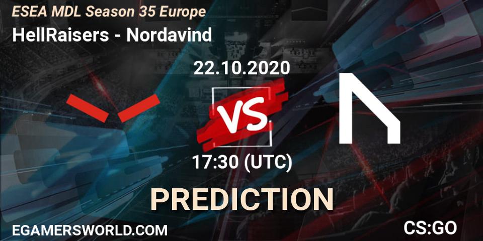 HellRaisers vs Nordavind: Match Prediction. 22.10.2020 at 17:35, Counter-Strike (CS2), ESEA MDL Season 35 Europe