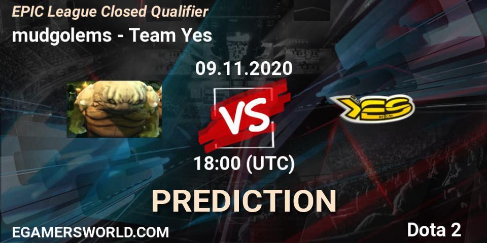 mudgolems vs Team Yes: Match Prediction. 09.11.2020 at 18:44, Dota 2, EPIC League Closed Qualifier