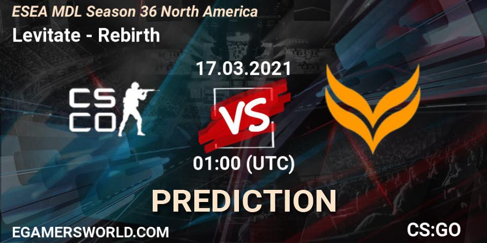 Levitate vs Rebirth: Match Prediction. 17.03.2021 at 01:00, Counter-Strike (CS2), MDL ESEA Season 36: North America - Premier Division
