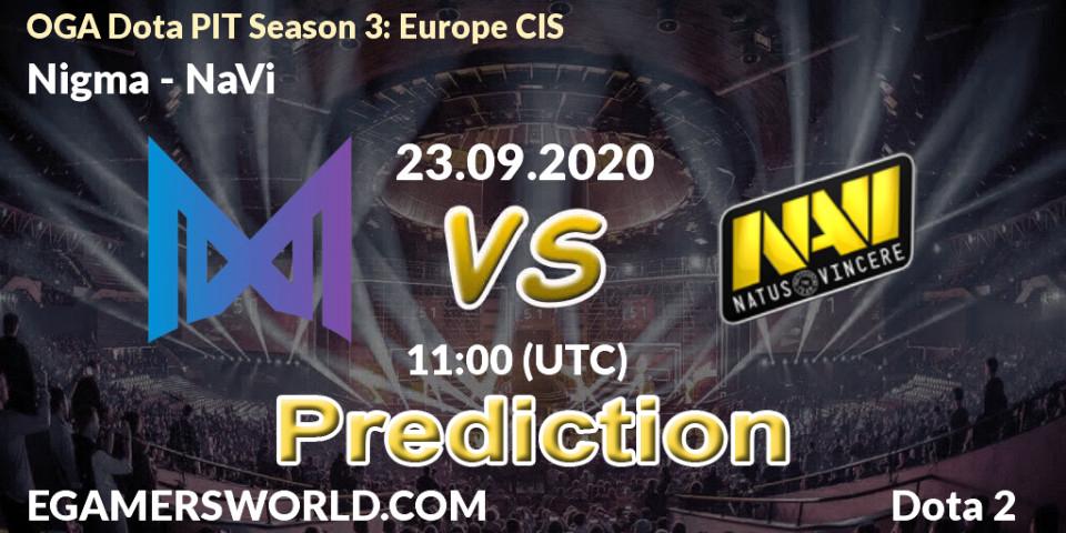 Nigma vs NaVi: Match Prediction. 23.09.2020 at 11:25, Dota 2, OGA Dota PIT Season 3: Europe CIS