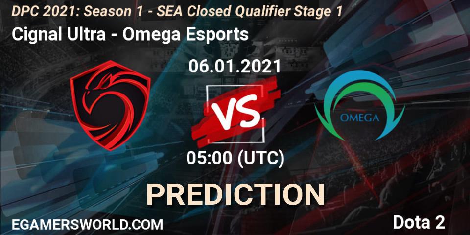 Cignal Ultra vs Omega Esports: Match Prediction. 06.01.2021 at 04:59, Dota 2, DPC 2021: Season 1 - SEA Closed Qualifier Stage 1