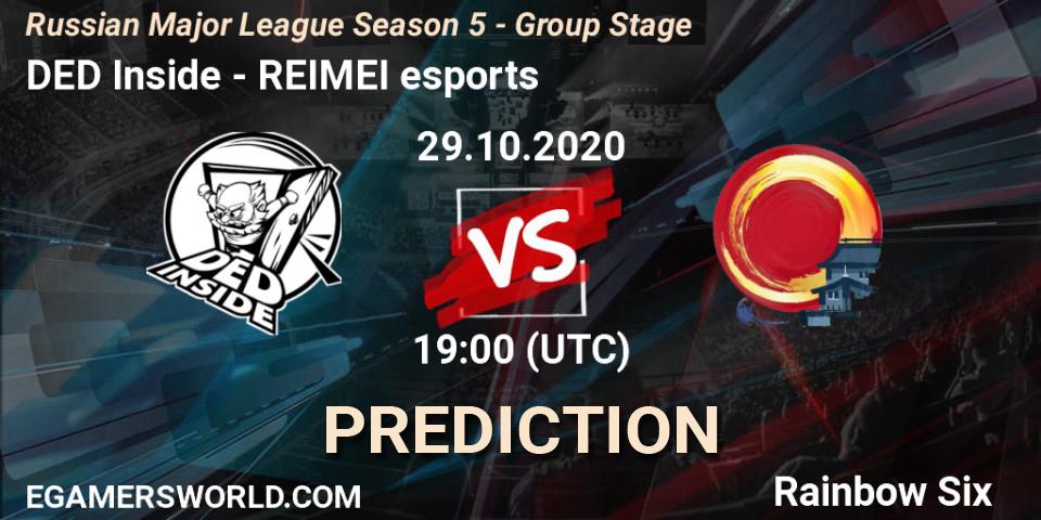 DED Inside vs REIMEI esports: Match Prediction. 29.10.2020 at 19:00, Rainbow Six, Russian Major League Season 5 - Group Stage